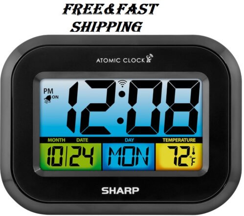 Atomic Digital Alarm Clock, Battery Operated Self-Setting Digital Wall Or