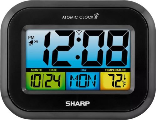 Atomic Digital Alarm Clock, Battery Operated Self-Setting Digital Wall or Desk