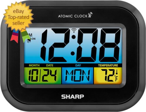 Atomic Digital Alarm Clock, Battery Operated Self-Setting Digital Wall or Desk C