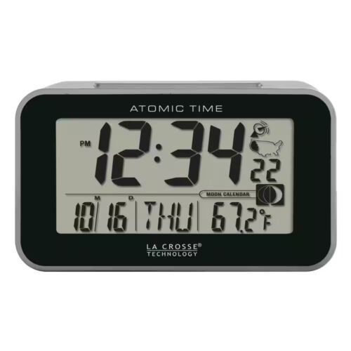Atomic Digital Table Alarm Clock with Temperature and Moon Phase