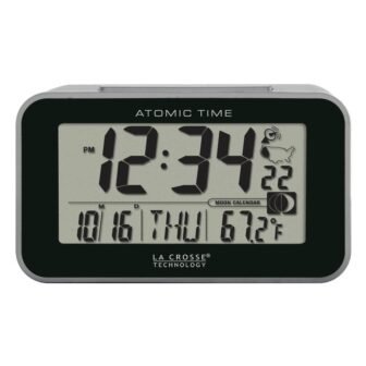 Atomic Digital Table Alarm Clock with Temperature and Moon Phase