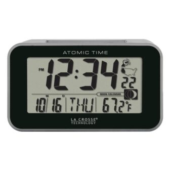 Atomic Digital Table Alarm Clock with Temperature and Moon Phase