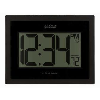 Atomic Digital Wall Clock with Indoor Temperature