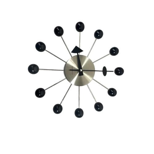 Atomic Howard Miller George Nelson Inspired Ball Wall Clock Brushed Nickel Repli