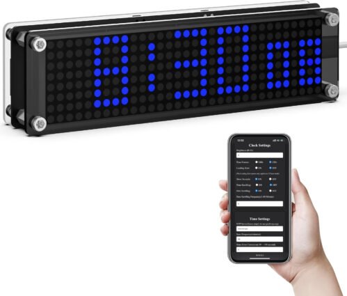 Atomic NTP Wifi Digital Clock | LED Matrix Desk Clock with Seconds, Self-Setting