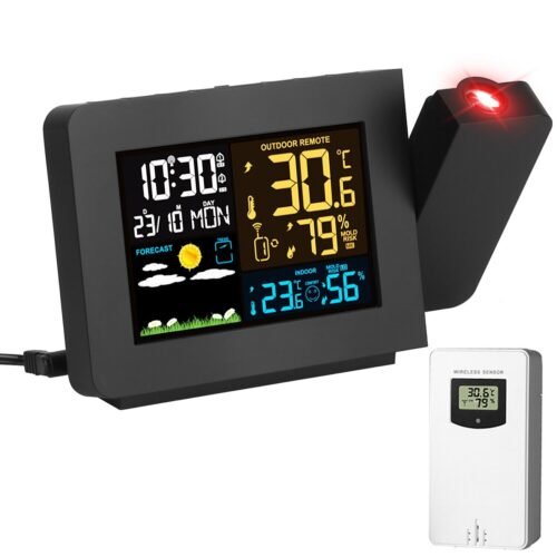 Atomic Projection Alarm Clock Radio Control Snooze Dual Alarm Temperature Sensor
