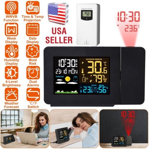 Atomic Projection Alarm Clock Wireless Radio Control Clock Function Clock Alarm