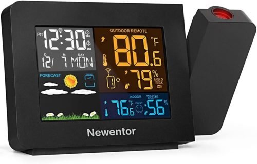 Atomic Projection Alarm Clock with Weather Station for Bedrooms Projector Clocks