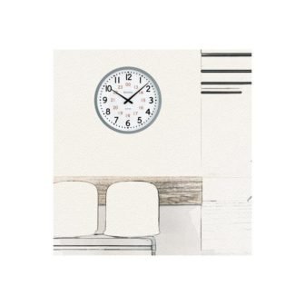 Atomic Time 1 15.5 in. wall clock with gray molded case, 24...