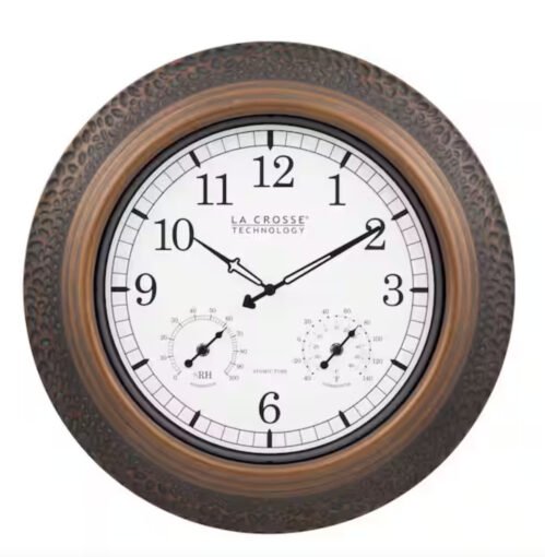 Atomic Wall Clock 21 In. Indoor Outdoor Marcella Bronze Metal Frame Classic