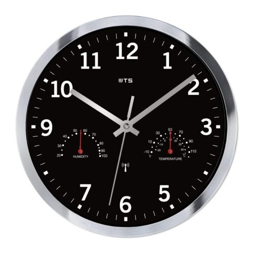 Atomic Wall Clock with Hygrometer and Thermometer Radio Wave Analog Clocks Ba...