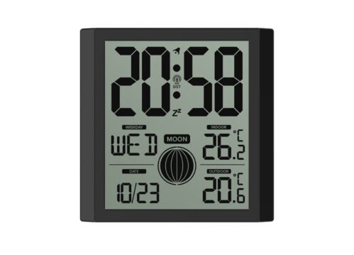 Atomic Wall Clock with Indoor Outdoor Temp Large Number Display Silent Battery