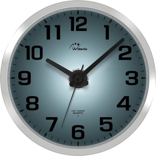 Atomic Wall Clock with Night Light - Silent Lighted up Wall Clock Glow in the Da