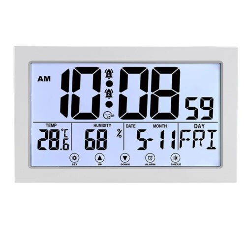 Atomic Wall Clock with Temp & Humidity, Large Display for Seniors, Battery Opera