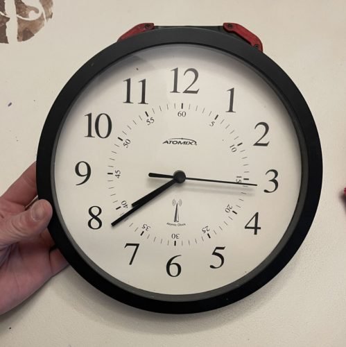 ATOMIX 12in ATOMIC RADIO CONTROLLED ANALOG BLACK WALL CLOCK