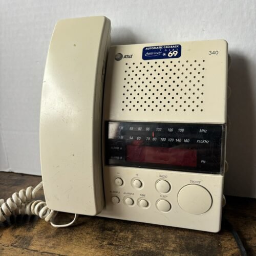 AT&T Corded Phone 340 Clock Radio Clean Nice Condition Works Vintage