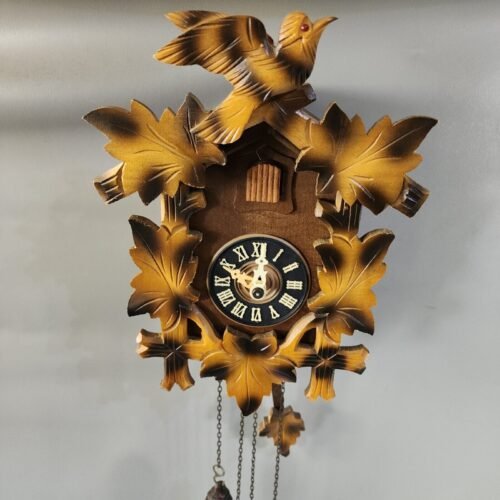 August Schwer Cuckoo Clock Regula 1 Day Movement Germany Hand Carved Wood 10 1/2