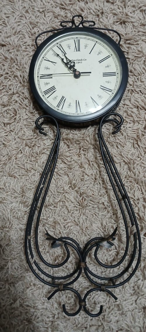 Austin Clock Co. Wall Clock, Black Wrought Iron Scroll