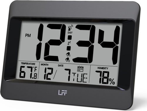 Auto-Set Atomic Digital Wall Clock, Battery Operated, Desk Alarm Clock