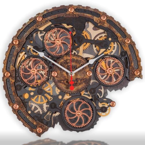 Automaton Bite 1682 "Underwater" Rust Nautical Wall Clock Moving Gears Loft Art