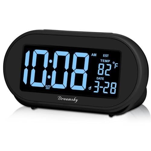 Auto Set Alarm Clock for Bedroom, Digital Desk Clock with 0-100% Dimmable Bright
