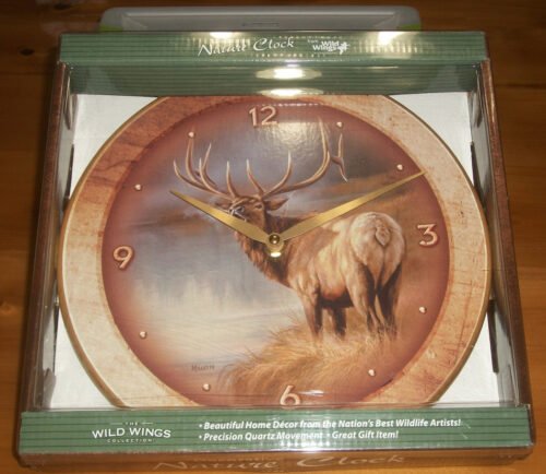 Autumn Mist Elk 11 " Round Elk Wall Clock Wild Wings