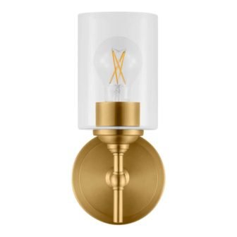 Ayelen 1-Light Matte Brass Clear Glass Indoor Wall Sconce, Modern Wall Light