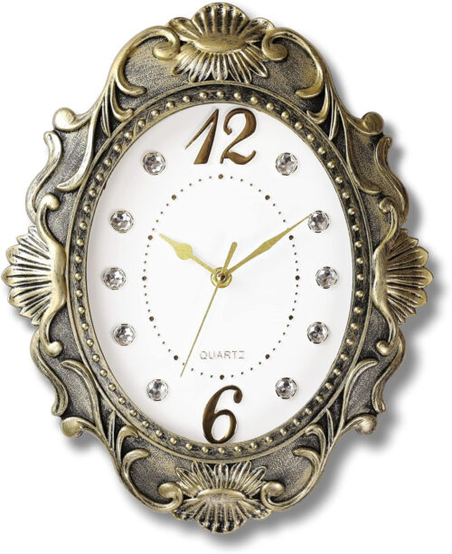 AYRELY® 14 Inch Oval Rustic Wall Clock, Wall Clocks Battery Operated, Country St