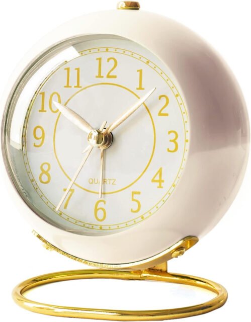 AYRELY® Battery Operated Desk Alarm Clock with Light,Silent No Ticking,Small