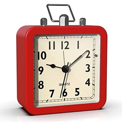 AYRELY New/Open Box Battery Operated Alarm Clock Art Deco/Vtg Style METAL CASE