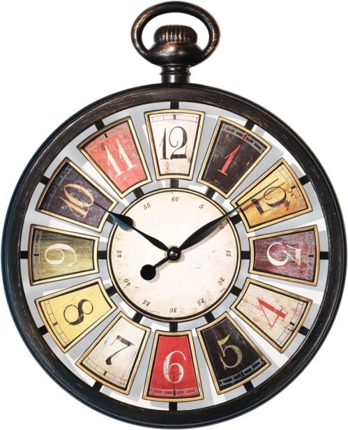 AYRELY® Vintage Round Wall Clock. Antique Retro Style. Battery Operated Black