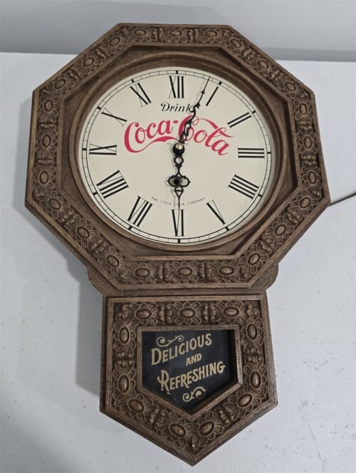 B-531 VINTAGE 1970'S COCA-COLA PENDULUM ELECTRIC CLOCK - WORKS