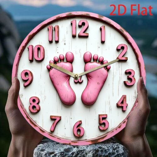 Baby Shower Wall Clock with Footprint Design