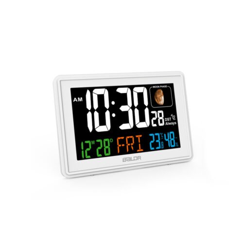 BALDR Atomic Alarm Clock in Color Calendar Moon Phase Temperature and Humidity