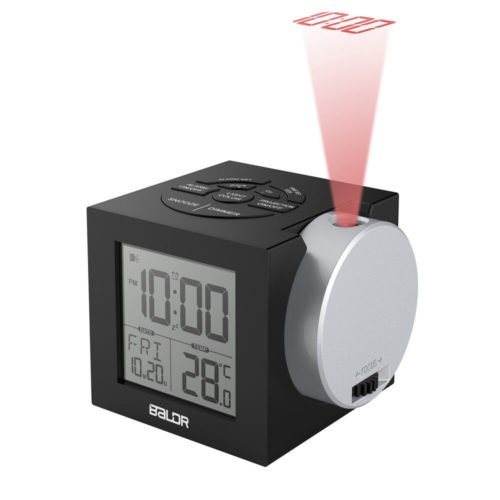 Baldr Projection Square Alarm Clock with 7 Colors Backlight Temperature Display