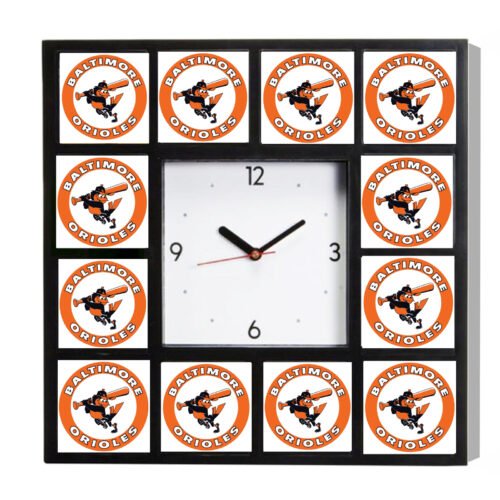 Baltimore Orioles Retro Logo Team Big Clock with 12 images