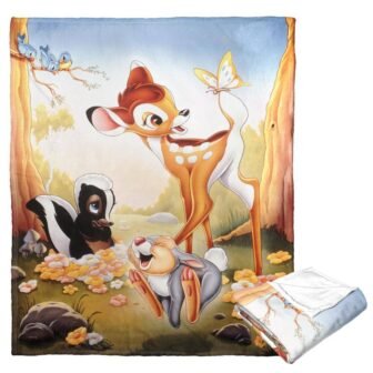 Bambi 80th Celebration Forest Poster Silk Touch Multi-Colored Throw Blanket