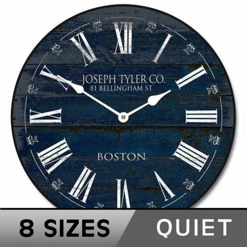 Barnwood Navy Blue Wall Clock, Whisper Quiet, Comes in 8 Sizes