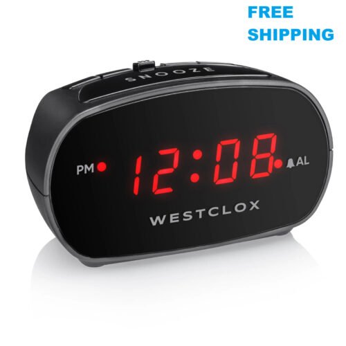 Basic Black Digital Red LED Bedside or Desk Alarm Clock with Adjustable Hi/Lo