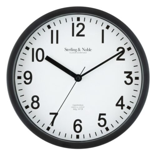 Basic Indoor Black Analog Round Modern Wall Clock 8.78"