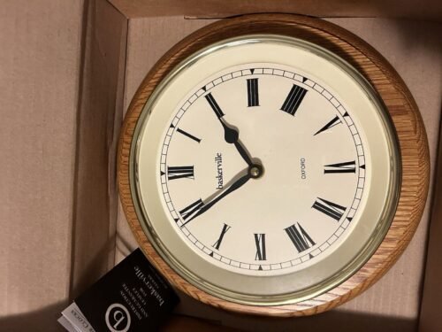 Baskerville Oxford Wooden Wall Clock Roman Numbers