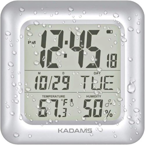 Bathroom Clock Wall with Shatterproof LCD Screen – Waterproof Shower Clock Water