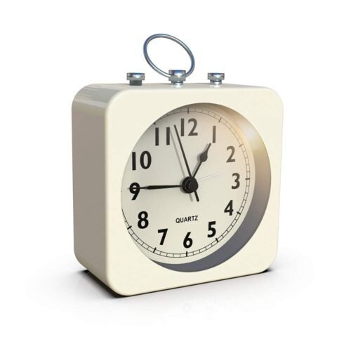 ® Battery Operated Alarm Clock with Square Metal Case,No Ticking Analog Quart...