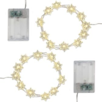 Battery Operated LED Waterproof Mini String Lights with Timer (20ct) Snowflake (Set...