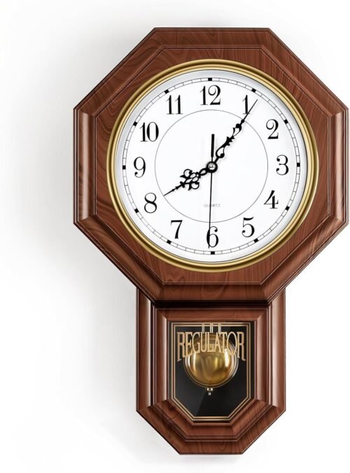 Battery Powered Pendulum Wall Clock with Pendulum Regulator Clock