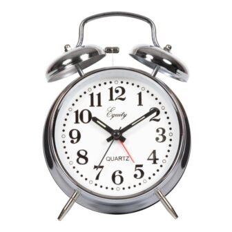 Battery Powered Silver Twin Bell Quartz Alarm Clock