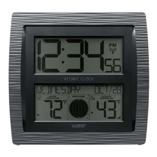 BBB86118-INT Curved Atomic Digital Clock with Moon Phase & Temperature
