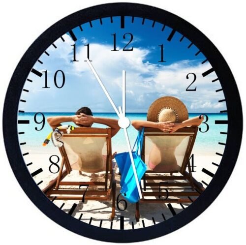 Beach Scenery Wall Clock 12" Large Personalized option with adding names E153