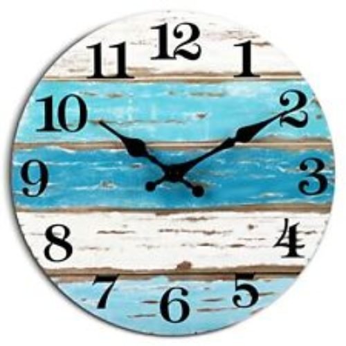 Beach Themed Blue Wall Clocks Battery Operated Silent Assorted Sizes , Colors