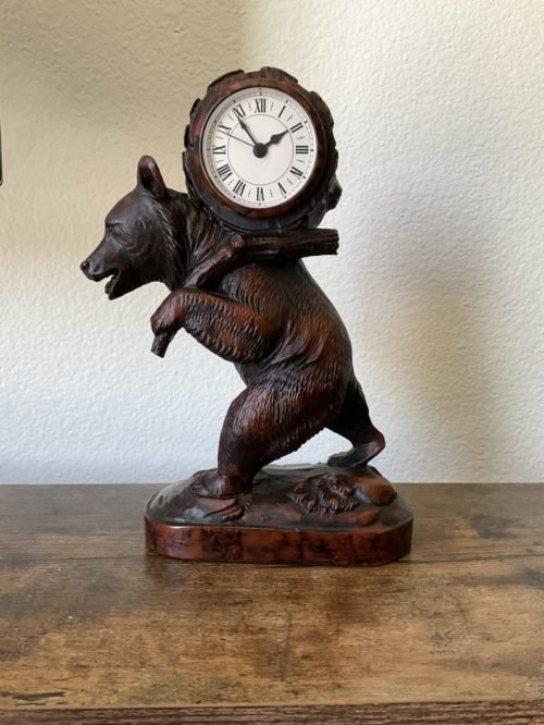 Bear Backpack Clock - Burlwood